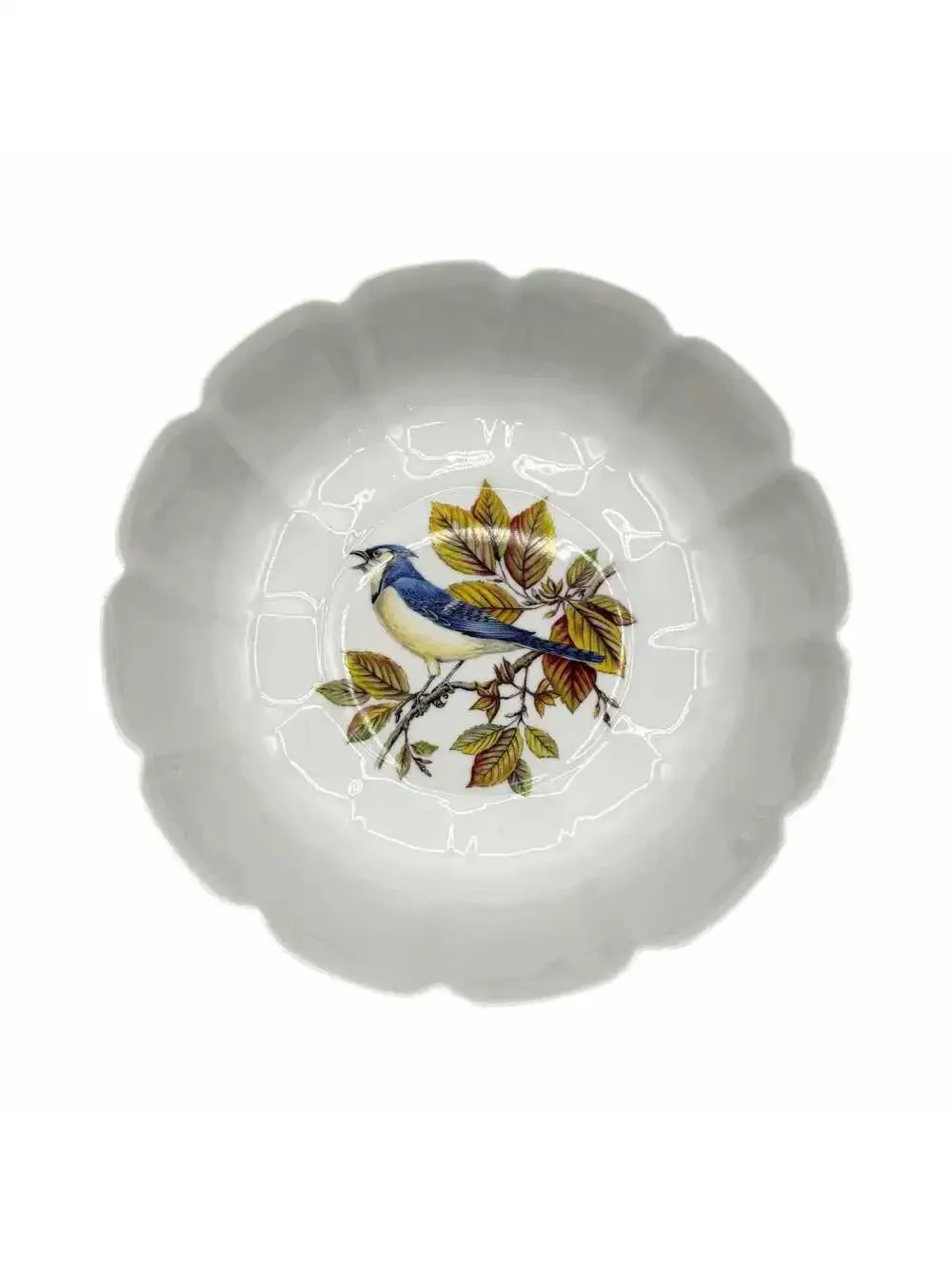 Vintage Mottahdeh Blue Jay 9.5” Porcelain Serving Bowl (Pattern #S 8463)